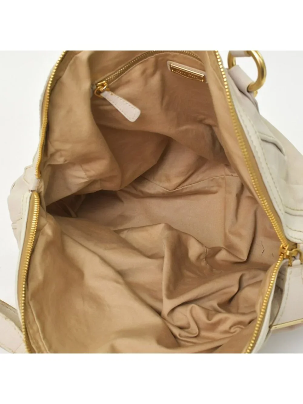 Miu Miu Vintage Handbag Beige Brown Leather Gold